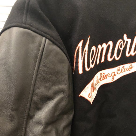 Hewitt vintage men varsity black leather and fabric jacket, XL - Picture 8 of 14